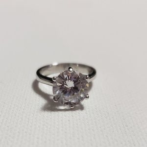 Simulated diamond engagement ring